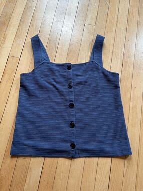 J. Crew Blue Ribbed Button-Front Camisole